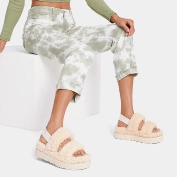 NEW UGG OH FLUFFITA Slide - Natural Slingback Logo Size 10 - Picture 2 of 5